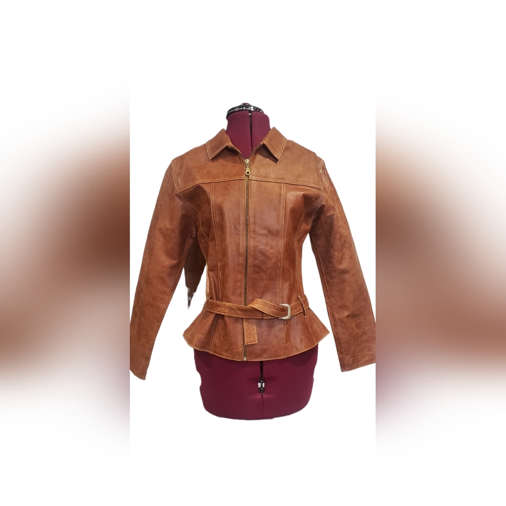 Faux Leather Jacket With Belt - image 1